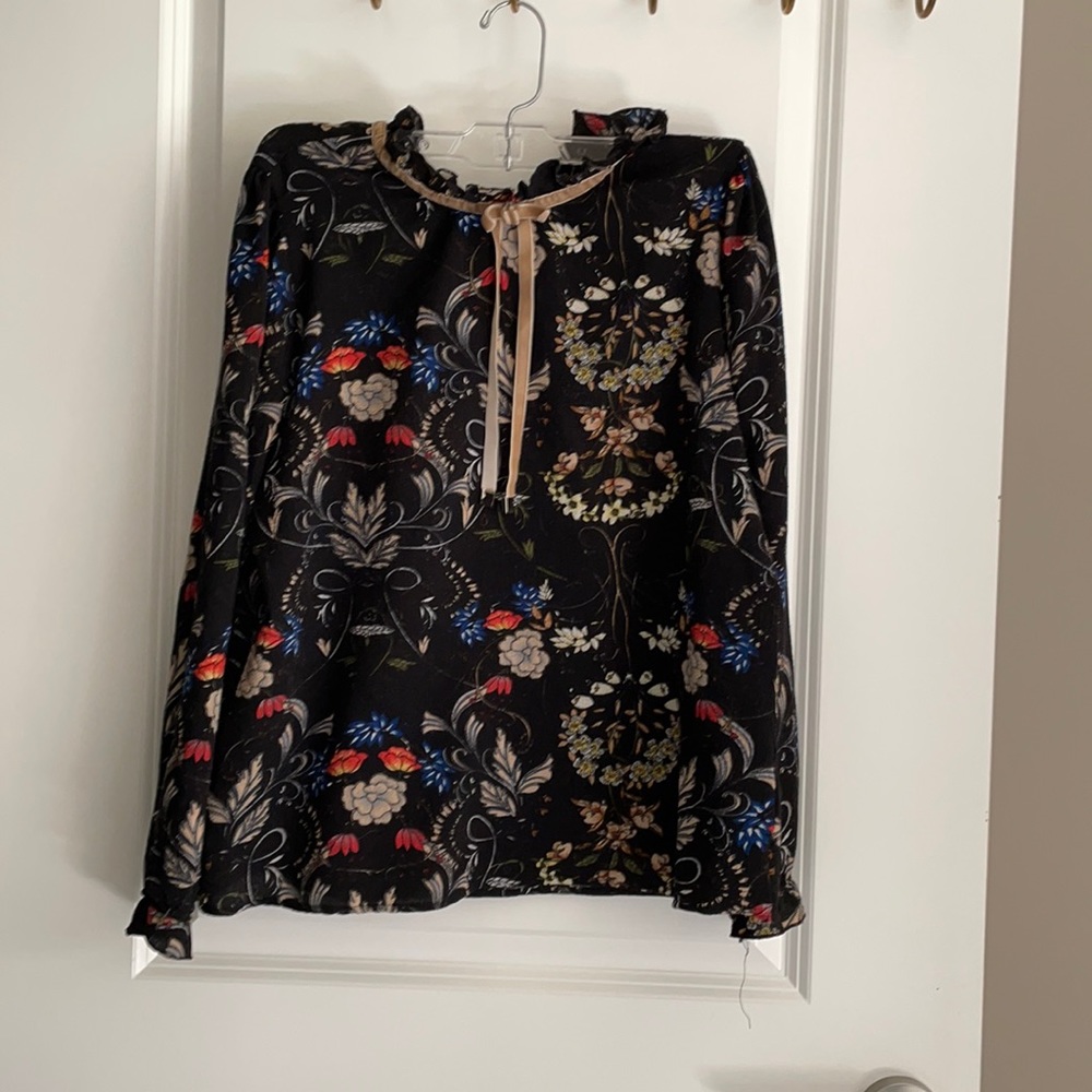 Black flowers blouse